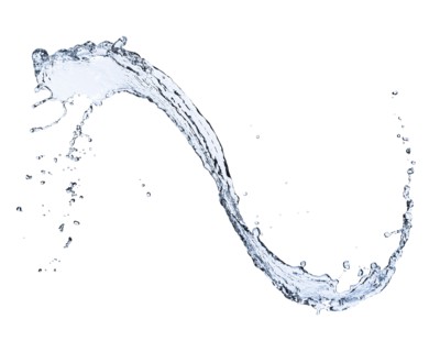 Water splashing on white background