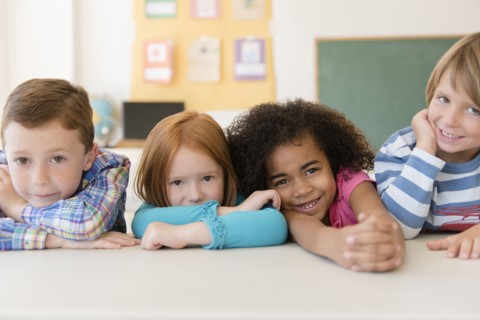 Students smiling in classroom