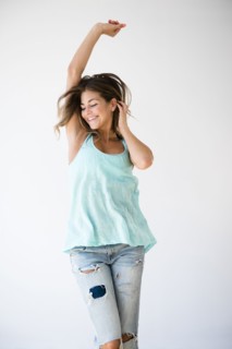 Mixed race woman dancing