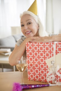 Caucasian woman celebrating birthday