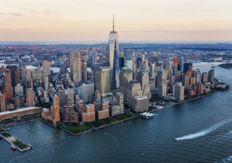 Aerial view of New York City cityscape