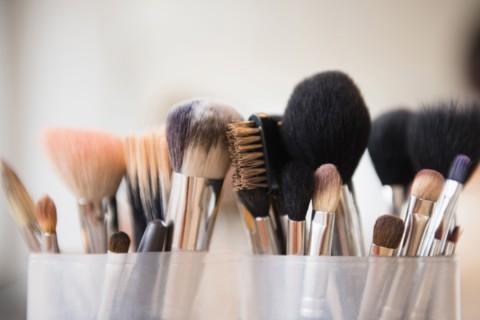 Close up of makeup brushes