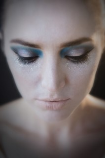 Caucasian woman wearing glamorous makeup