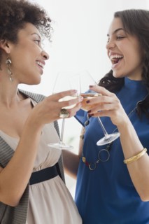 Friends drinking white wine