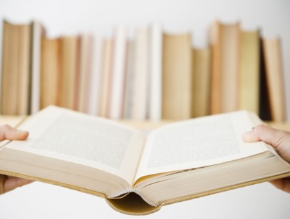 Close up of open book