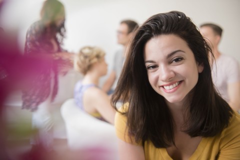 Portrait of woman smiling at party