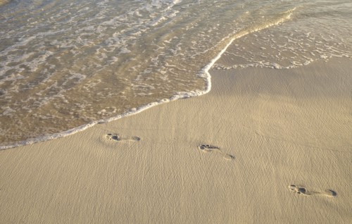 Footprints on beach