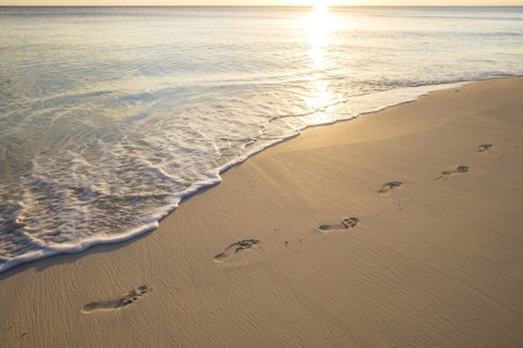 Footprints on beach