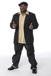 African American man making pointing gesture