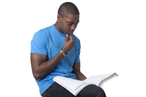 Black man reading book