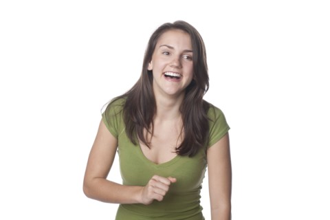 Laughing Caucasian woman