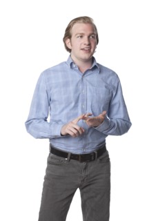 Caucasian man counting