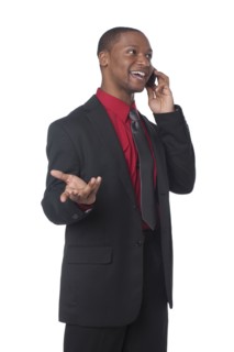 Businessman talking on cell phone