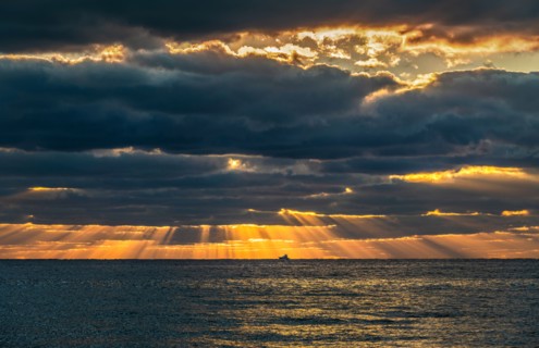 Sunrays and golden clouds