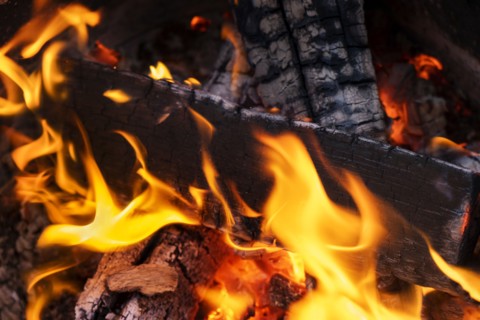 Close-up of wood in flames