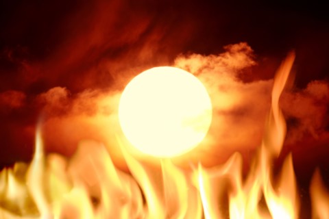 Sun in flames