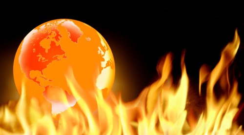 Globe in flames
