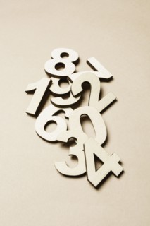 Studio shot of pile of assorted numbers