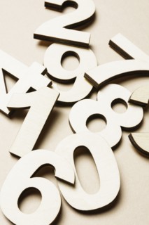 Studio shot of pile of assorted numbers