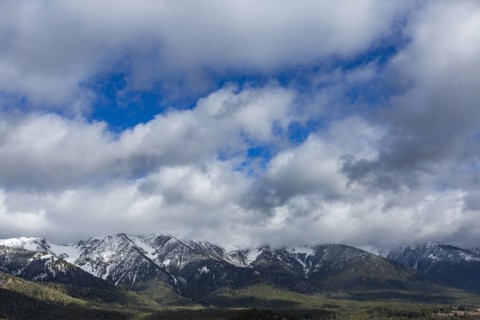 Clouds over snowcapped Boulder Mountains