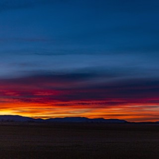 Sunset sky over foothills