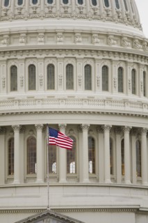 American flag at US Capitol Building