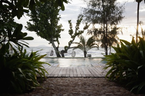 Hotel swimming pool overlooking ocean