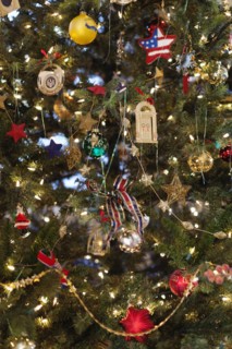 Christmas ornaments hanging on tree