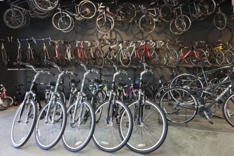 Interior of bicycle shop