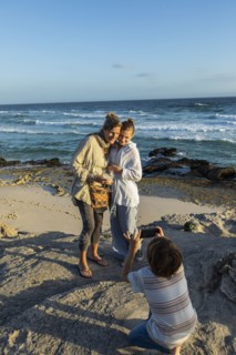 Mother with Boy and Girl taking pictures