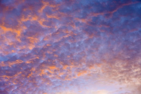 Sunrise sky with puffy clouds