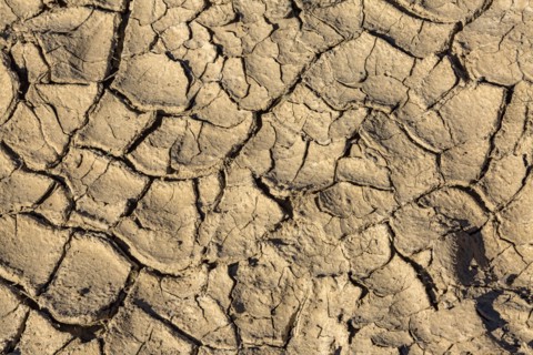Dried streambed cracking into pieces