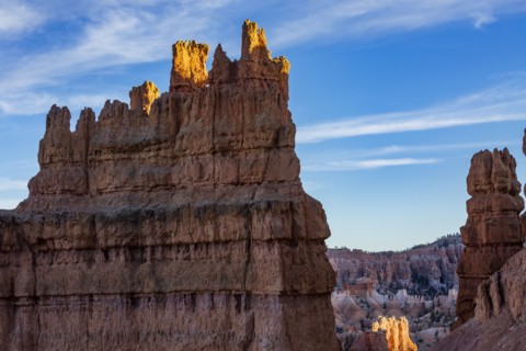 Hoodoo rock formations in canyon