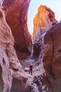 Senior female hiker standing in canyon