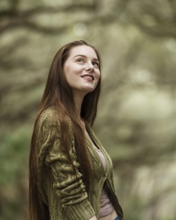 Smiling woman in park