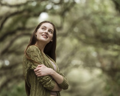 Smiling woman in park
