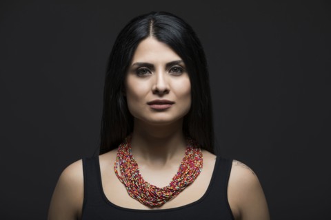 Studio portrait of elegant woman
