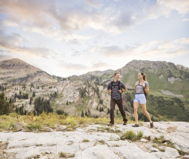 Couple hiking in mountains