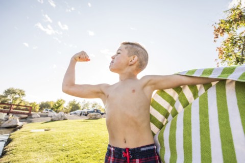 Shirtless boy