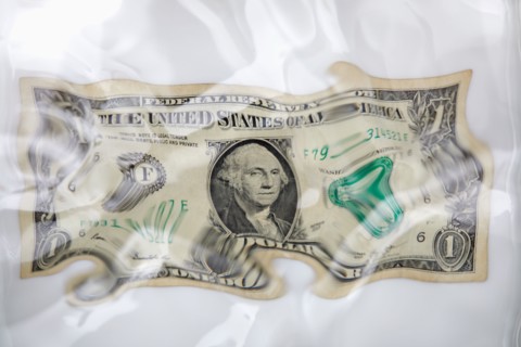Distorted one dollar bill