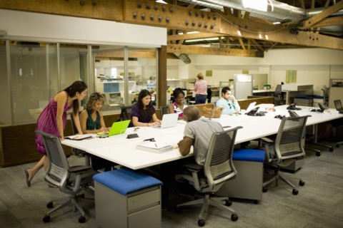 Diverse coworkers in office