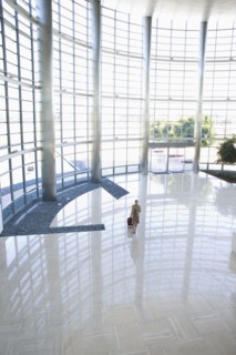 Business person in lobby