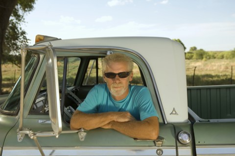 Man in pick-up truck