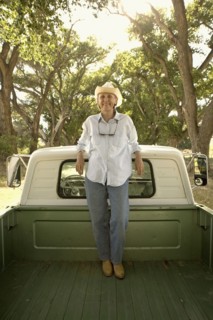 Senior woman on pick-up truck