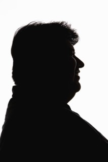 Silouette of man on white background