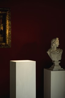 Interior of art museum at night