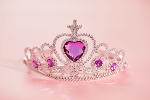 Studio shot of tiara with artificial pink gemstones