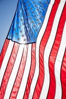 Close-up of American flag in sunlight