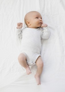 Overhead view of newborn boy