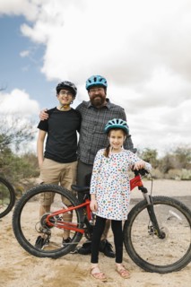Portrait of father with children